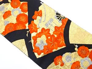 アンティーク　扇に御所車・梅模様織出し袋帯（材料）